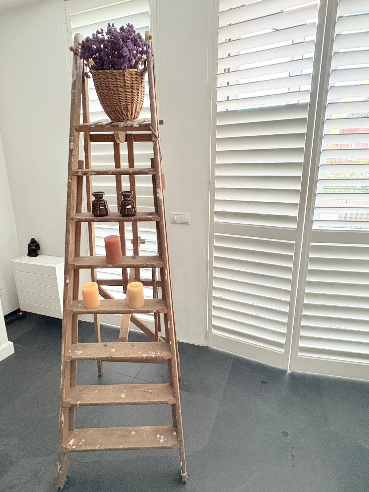 Decoratieve houten ladder - Vintage stijl, Doe-het-zelf en Verbouw, Ophalen of Verzenden, Gebruikt, Ladder, 2 tot 4 meter