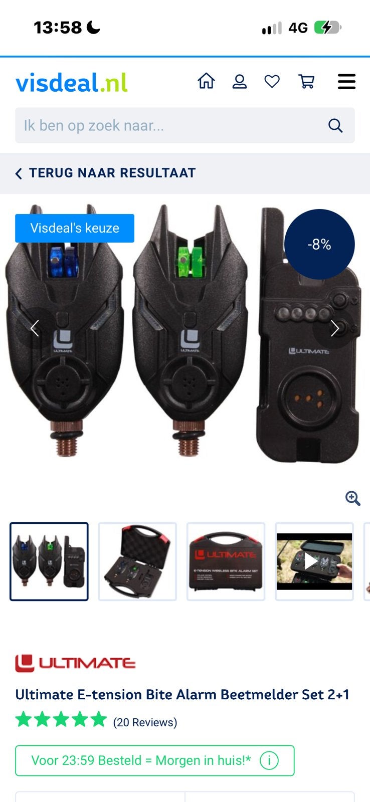 Ultimate E- tension bite alarm beetmelder set 2+1, Ophalen of Verzenden, Gebruikt, Werphengel