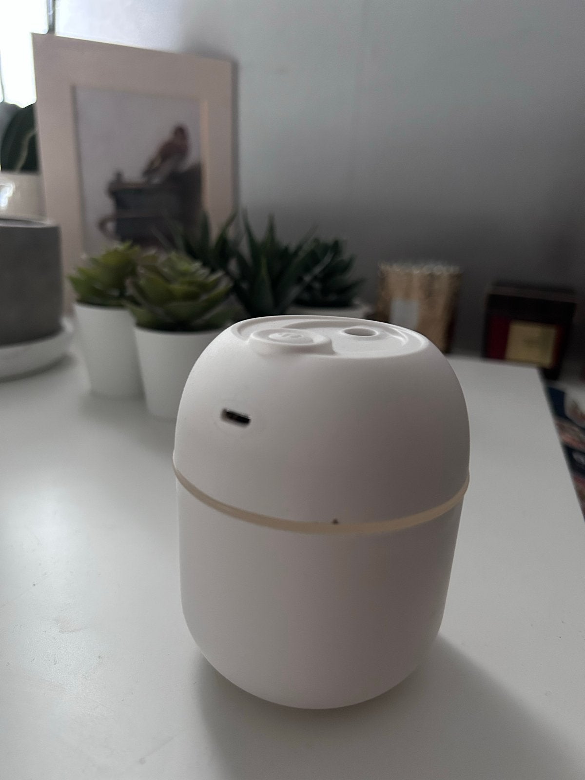 Compacte USB Luchtbevochtiger/Diffuser Wit met licht, Ophalen, Zo goed als nieuw, Luchtbevochtiger