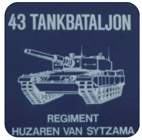 43 Tankbataljon Regiment huzaren van sytzama, Ophalen of Verzenden, Landmacht, Nederland, Embleem of Badge