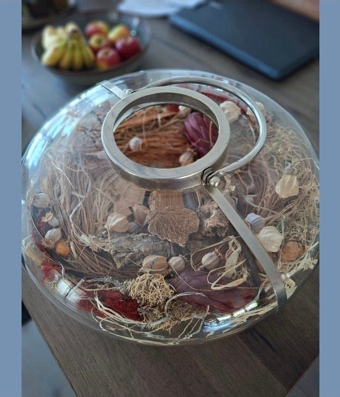 Riverdale Grote Glazen Decoratie Schaal met Metalen Handvat, Huis en Inrichting, Ophalen, Schaal, Rond, Glas