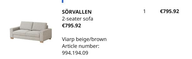 SORAVELLEN IKEA sofa, Ophalen, Zo goed als nieuw, Tweepersoons