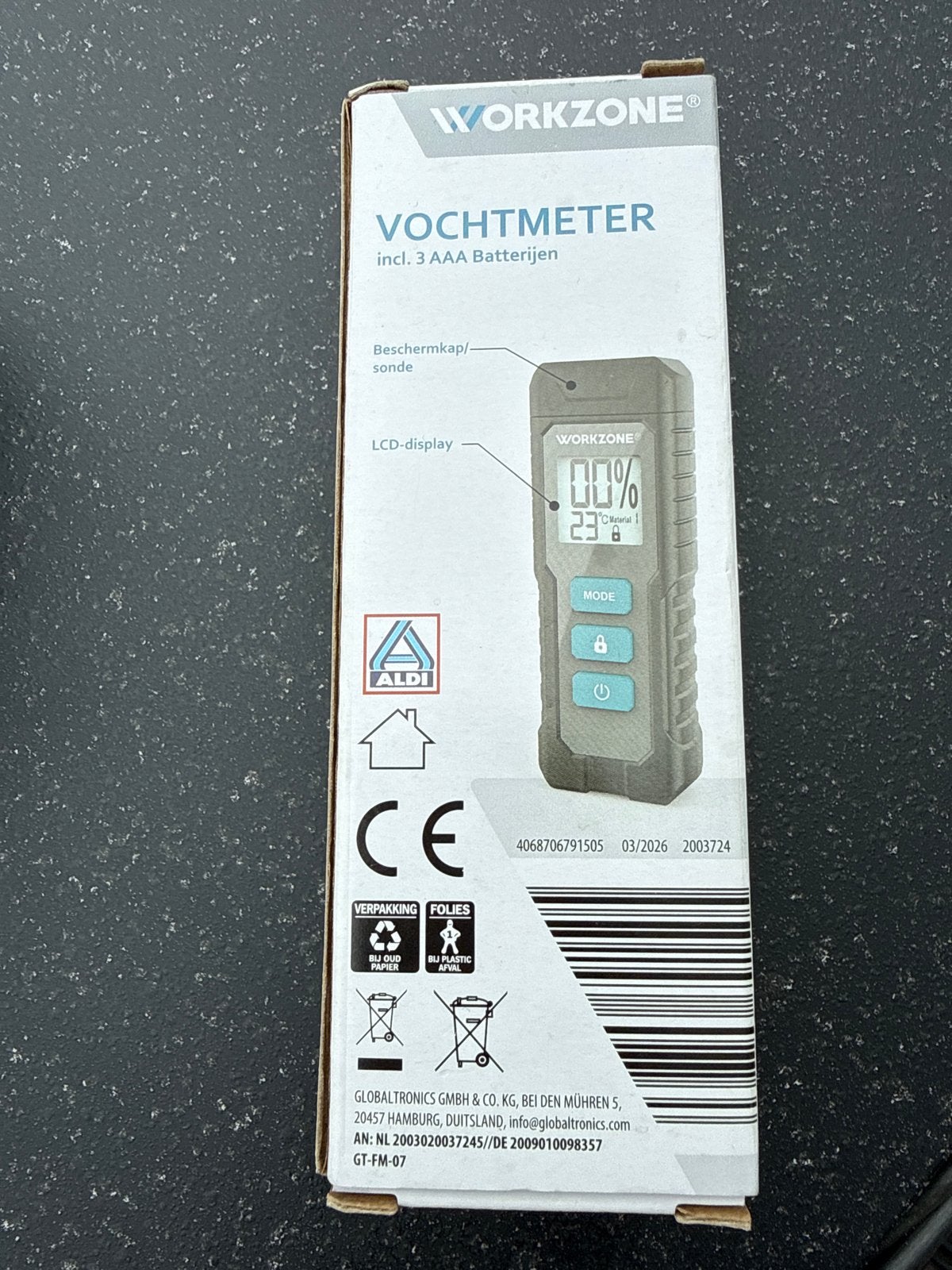 WORKZONE Vochtmeter incl. 3 AAA Batterijen, Ophalen, Nieuw, Vocht of Vloeistof