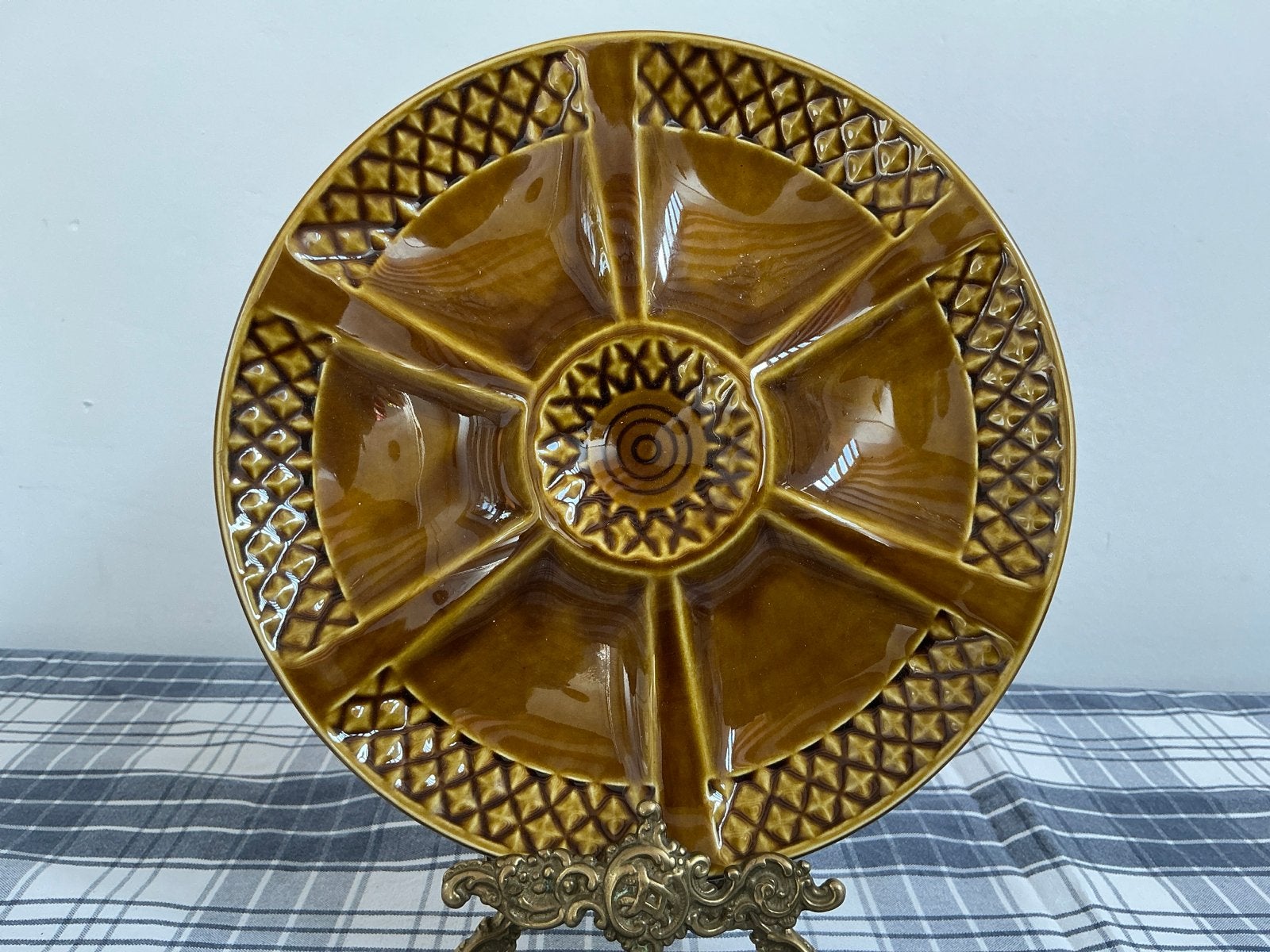 4 Franse Art Deco oesterborden Sarreguemines 1910/1920, Ophalen of Verzenden