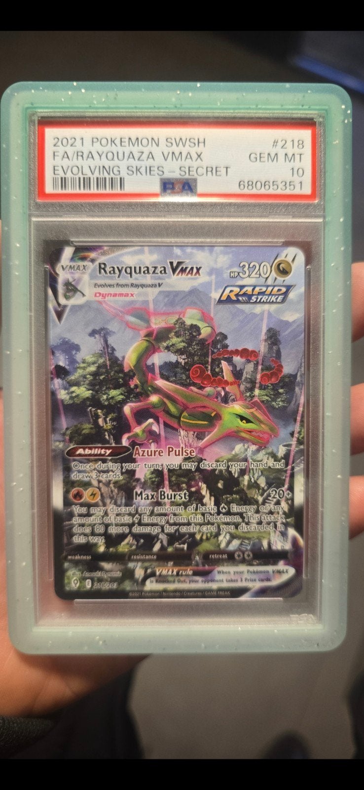 Rayquaza VMAX #218 Evolving Skies PSA 10 Pokémon Kaart, Hobby en Vrije tijd, Verzamelkaartspellen | Pokémon, Ophalen of Verzenden