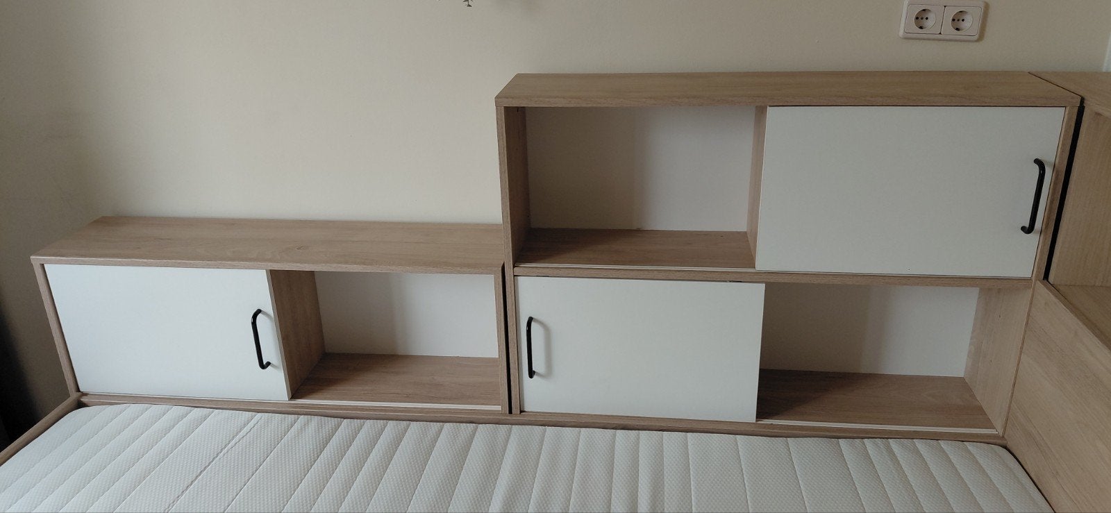 Te Koop: Naturel / wit 1 persoonsbed, Ophalen, 180 cm of meer, 85 tot 100 cm, Lattenbodem