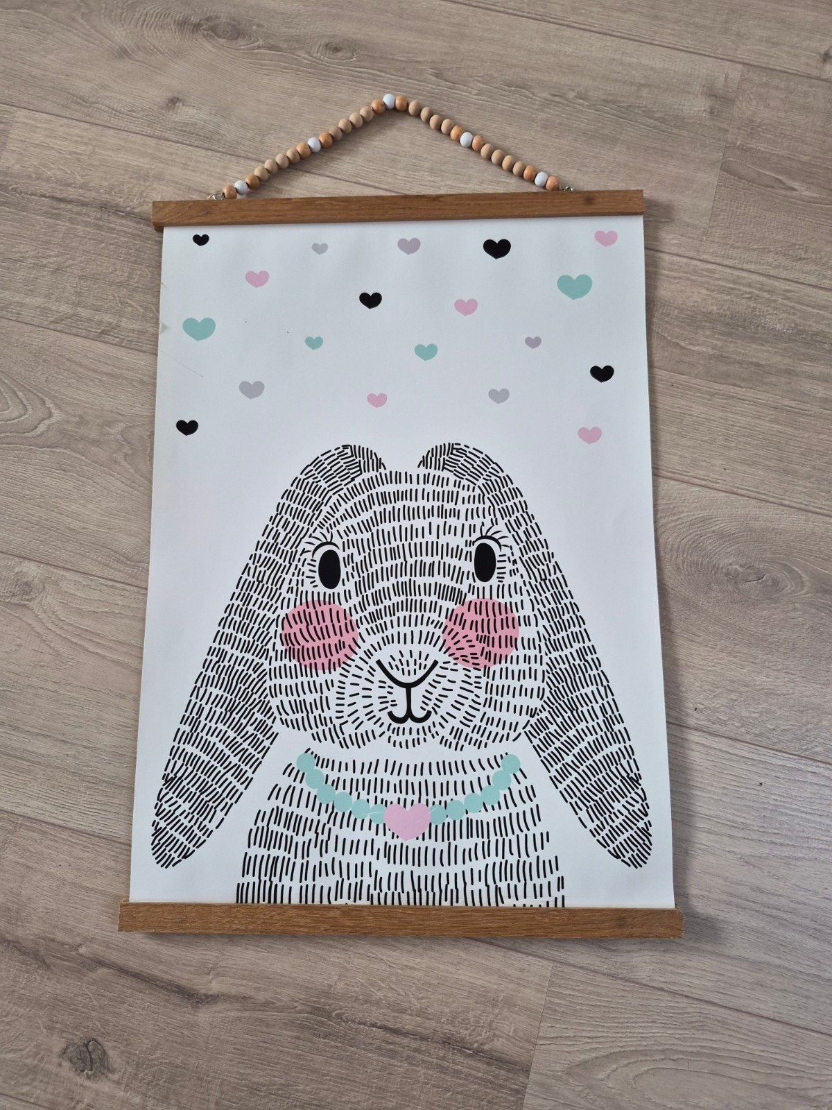 Bloomingville poster konijn met ophangsysteem, Ophalen, 50 – 75, Minder dan 50 cm, Gebruikt