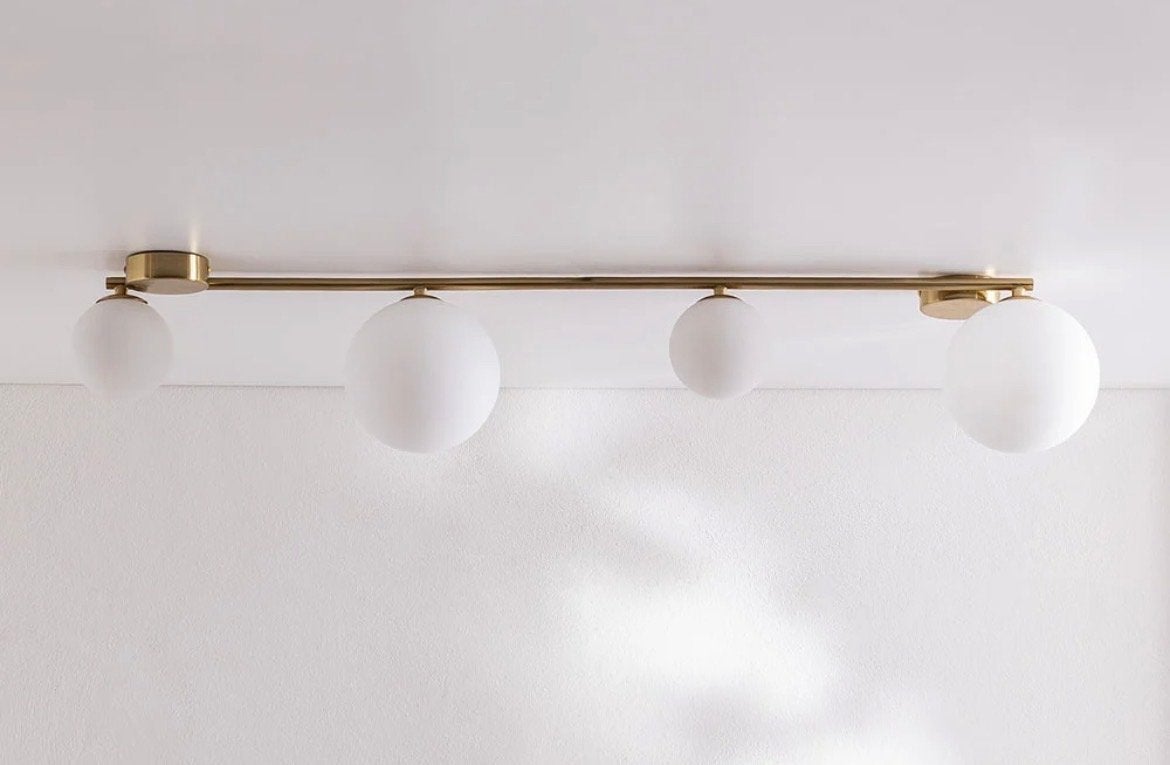 SKLUM Plafondlamp met glazen bollen - Modern design, Modern, Ophalen of Verzenden, Wit, Glas