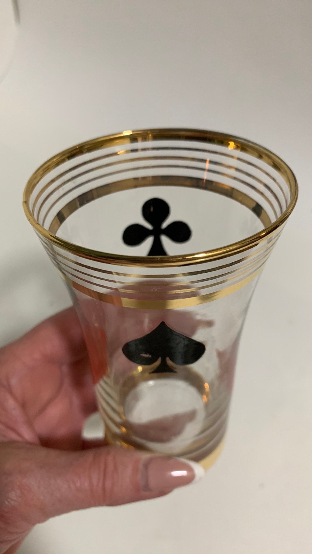 Vintage glas met Speelkaartsymbolen, Antiek en Kunst, Antiek | Glas en Kristal, Ophalen