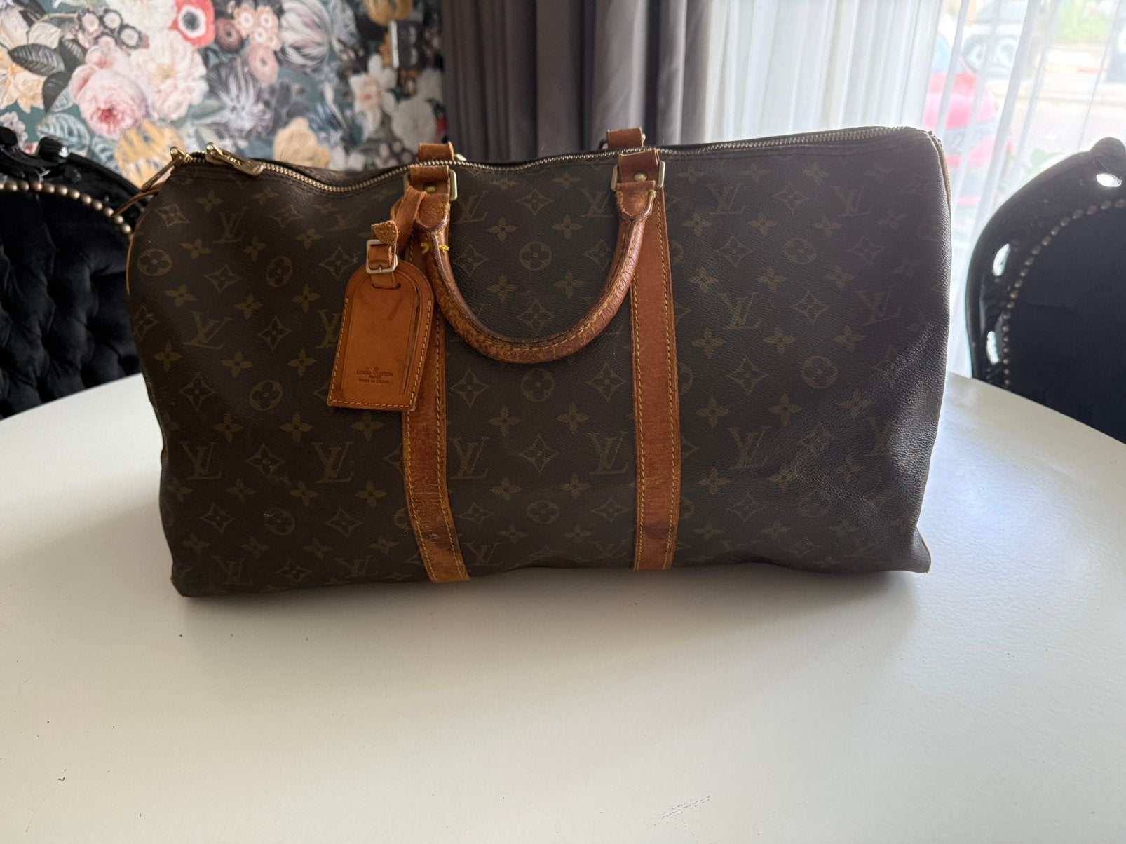 Louis Vuitton Keepall 50 Monogram – Vintage 1988, 40 tot 60 cm, 20 tot 30 cm, Bruin, Minder dan 35 cm
