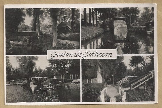 Oude ansichtkaart Groeten uit Giethoorn - Echt Foto, Ophalen of Verzenden, Voor 1920, Gelopen, Overijssel