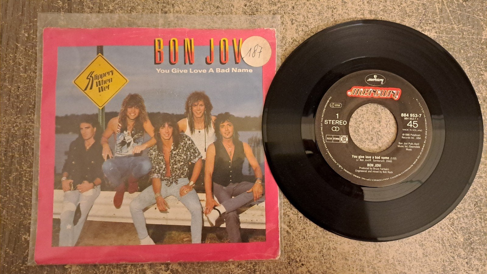 Bon jovi - you give love a bad name, Gebruikt, 7 inch, Pop, Fotohoes