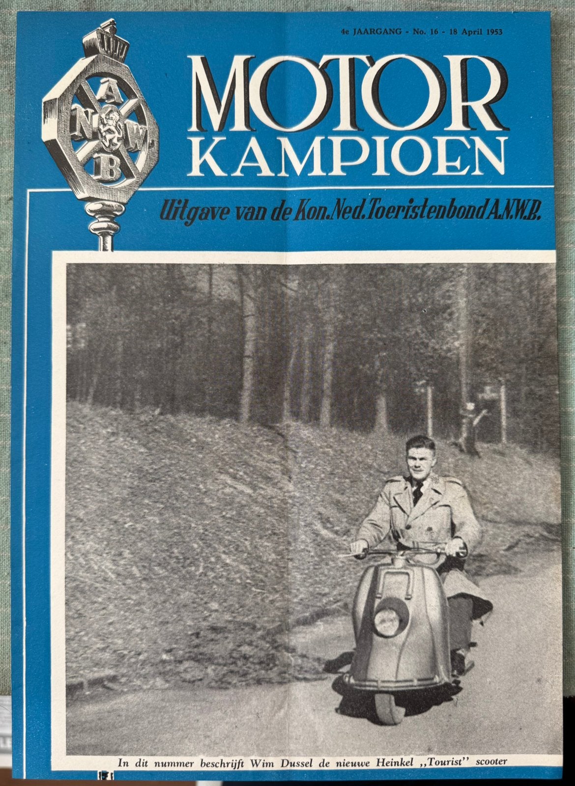 Knipsel 1953 Heinkel Tourist Wim Dussel, Verzenden, Zo goed als nieuw, Motoren