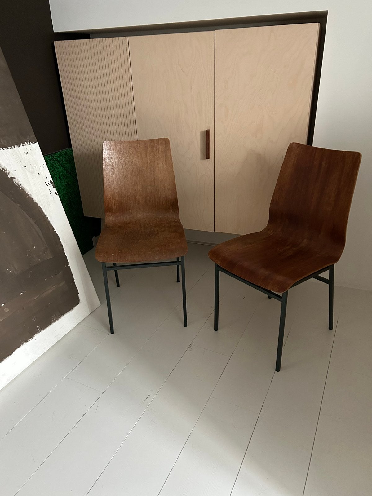 Twee Deense design stoelen - opknappers, Ophalen, Gebruikt, Twee, Bruin