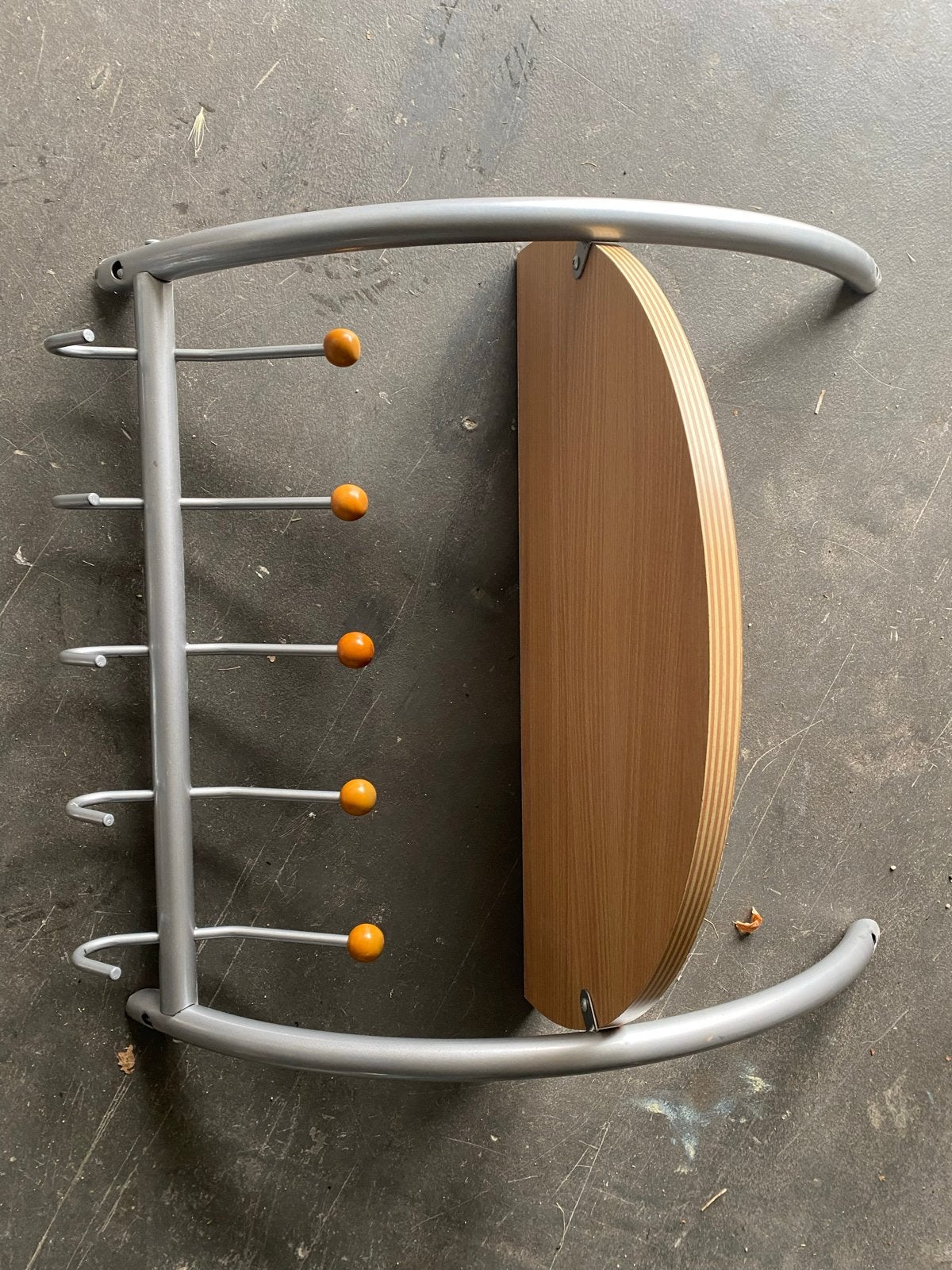 Wandkapstok met houten plank en metalen haken, Gebruikt, Minder dan 100 cm, Metaal, Ophalen