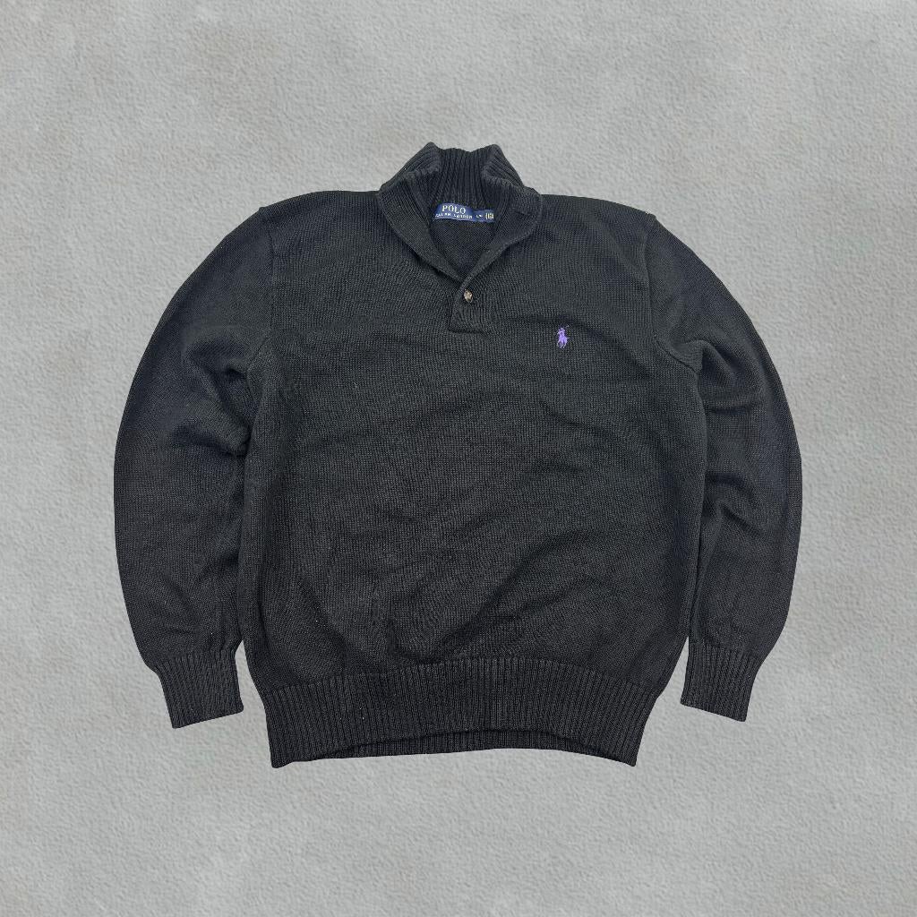 (1144) Zwarte Ralph Lauren trui met knoop - Heren L - Nieuw, Kleding | Heren, Truien en Vesten, Nieuw, Maat 48/50 (M), Zwart, Ophalen of Verzenden