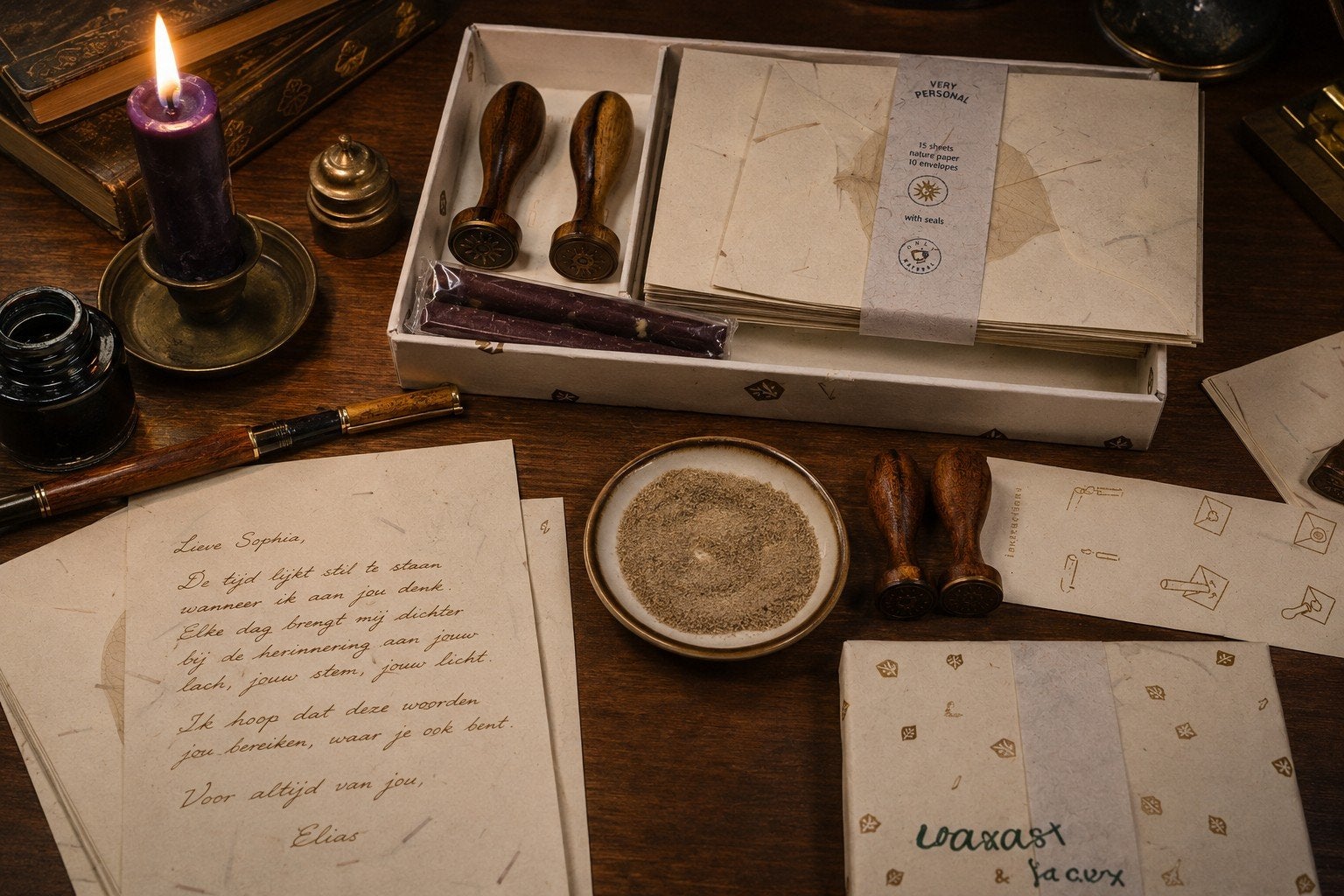 Luxe vintage schrijfpapier en lakzegelset, Ophalen of Verzenden