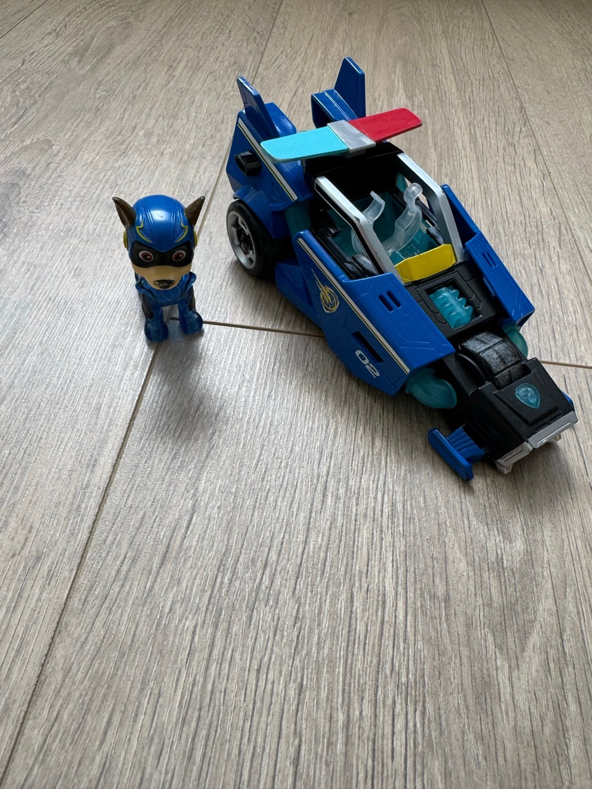 Paw Patrol Mighty Pups Super Paws Chase Deluxe Voertuig, Ophalen of Verzenden, Zo goed als nieuw