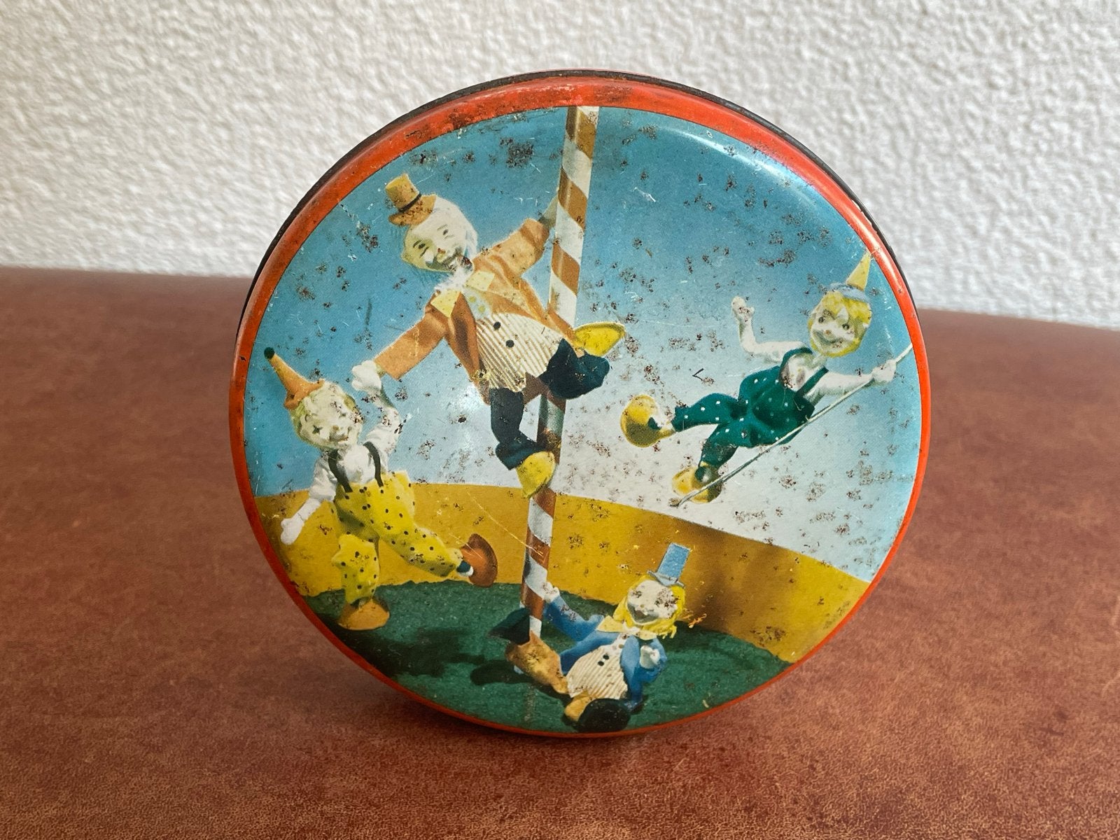 Vintage Hollands Toffees blik met clowns, Ophalen of Verzenden, Gebruikt, Overige