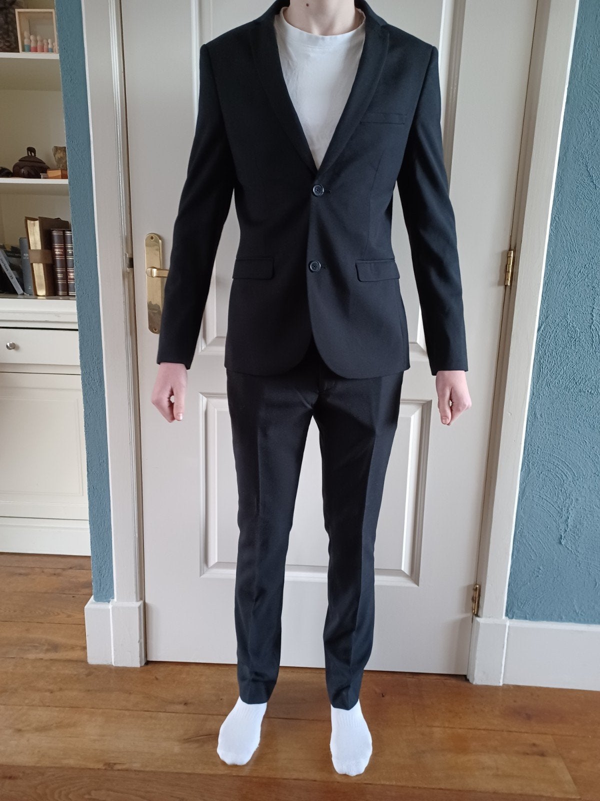 WE pak jongens/heren ZWART maat 44, Kleding | Heren, Kostuums en Colberts, Ophalen of Verzenden, Zo goed als nieuw, Maat 46 (S) of kleiner