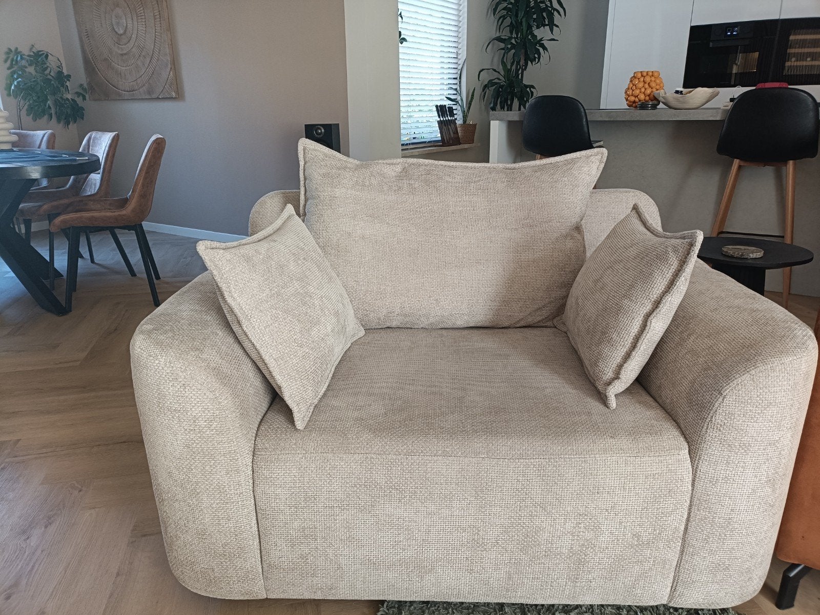 Leen Bakker Elsa Loveseat - Draaibaar - Eden Beige, Ophalen, 75 tot 100 cm, Stof, Minder dan 150 cm