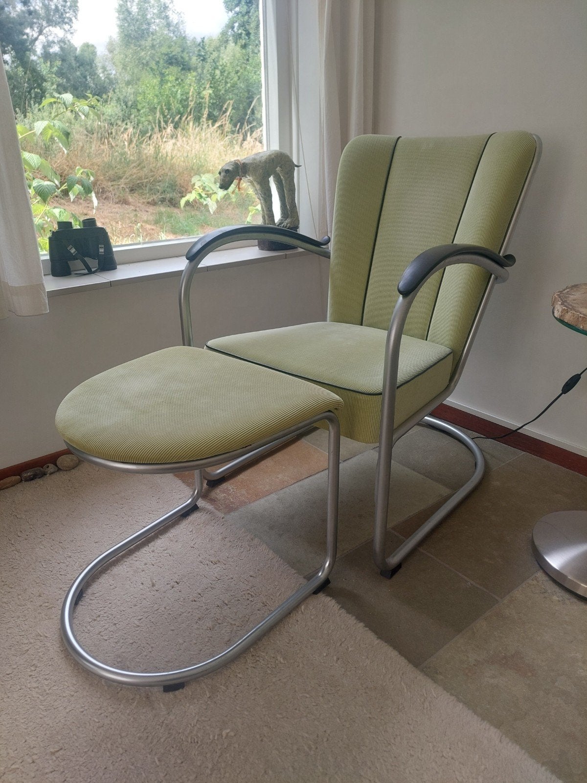 Gispen 412 fauteuil en hocker Dutch Originals, Ophalen, Zo goed als nieuw, Stof, 75 tot 100 cm