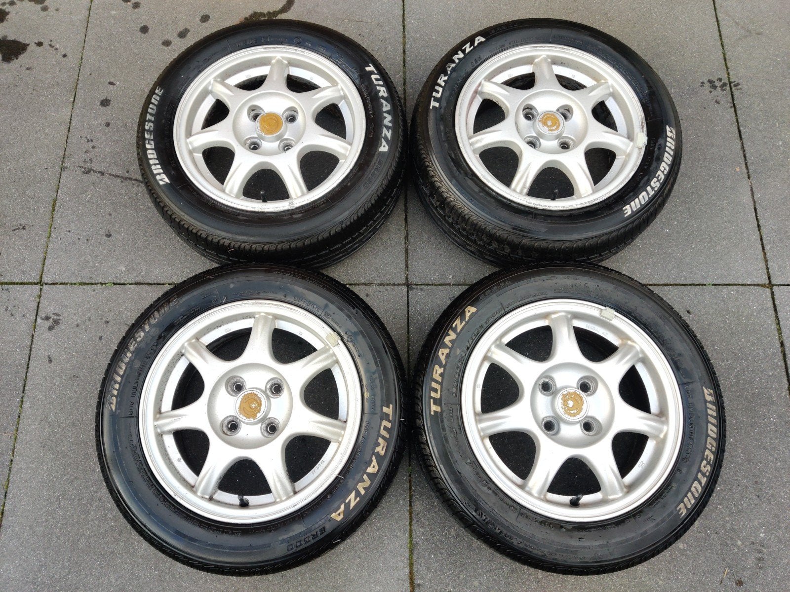 14" Mazda MX5 NA 7-spaak velgen, Ophalen, 14 inch, Gebruikt, Banden en Velgen