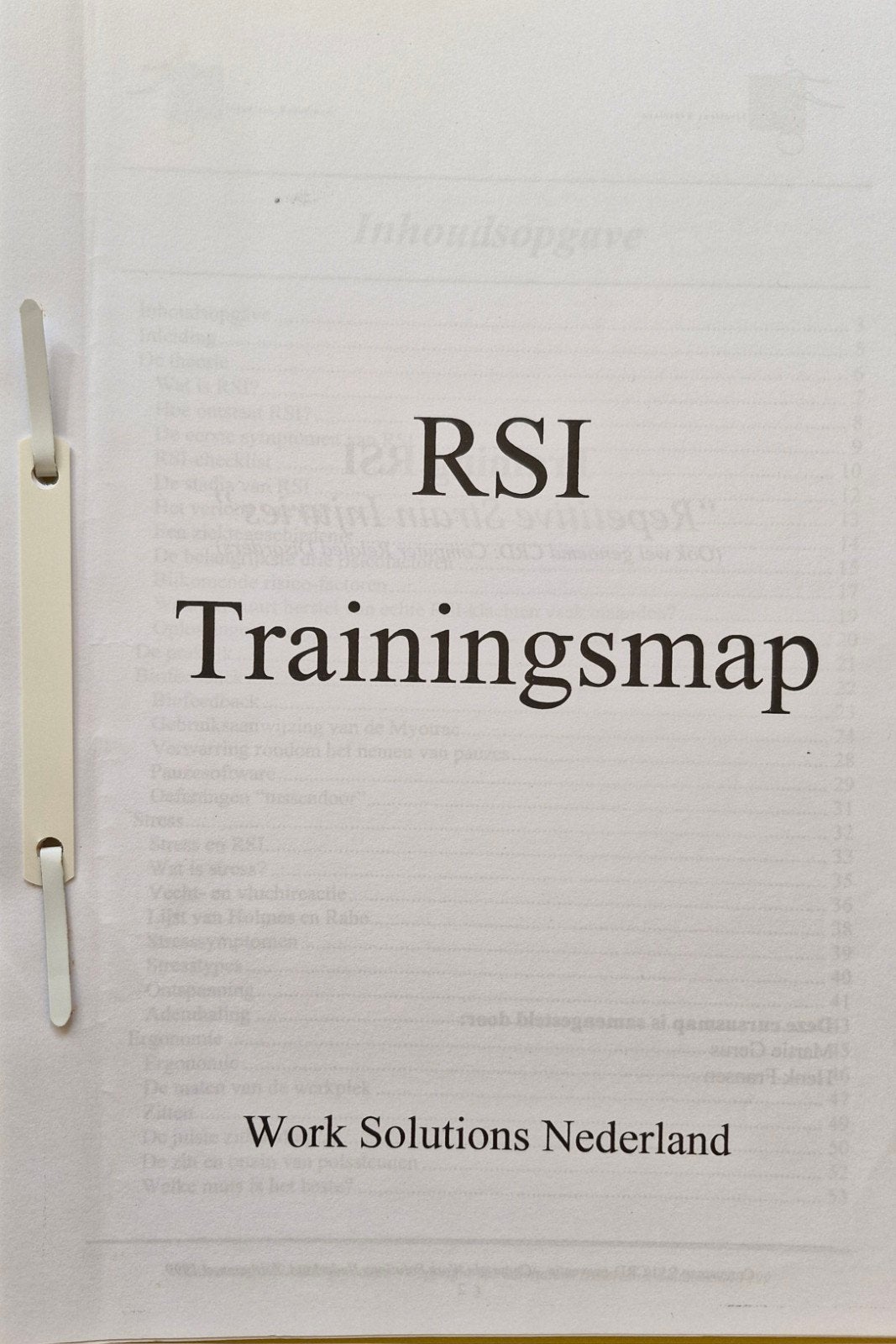 RSI Trainingsmap - Work Solutions Nederland, Ophalen, Gamma, Overige niveaus, Work Solutions Nederland