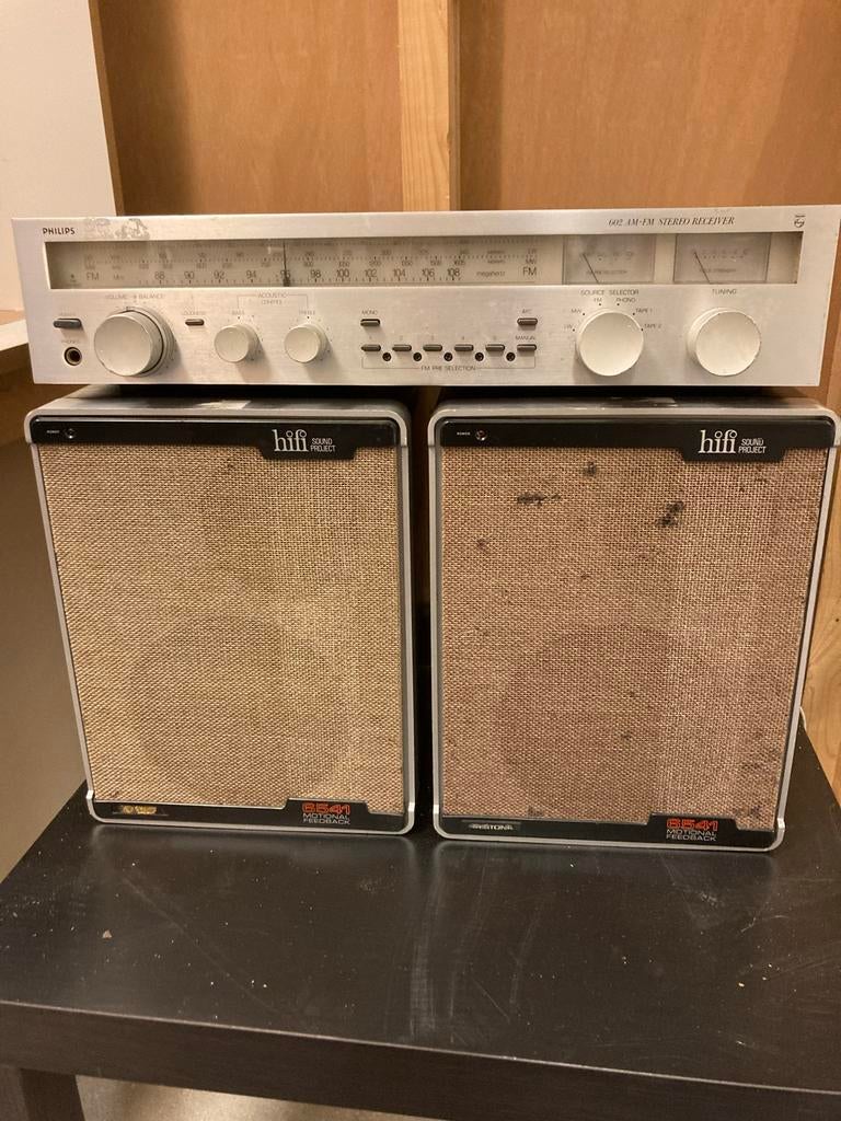 Philips 602 Tunerversterker met Aristona MFB Boxen, Audio, Tv en Foto, Versterkers en Receivers, Gebruikt, Stereo, Minder dan 60 watt
