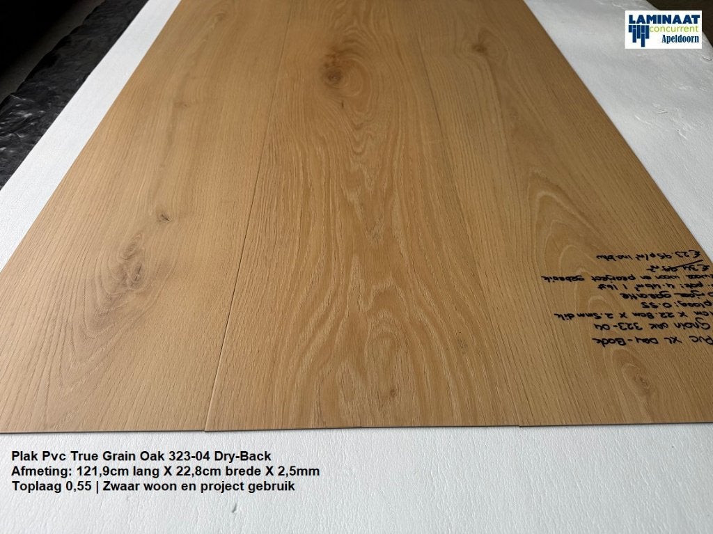 Plak Pvc True Grain Oak 323-04 Natuur eiken Toplaag 0,55, 75 m² of meer, Nieuw, Ophalen of Verzenden, Laminaat