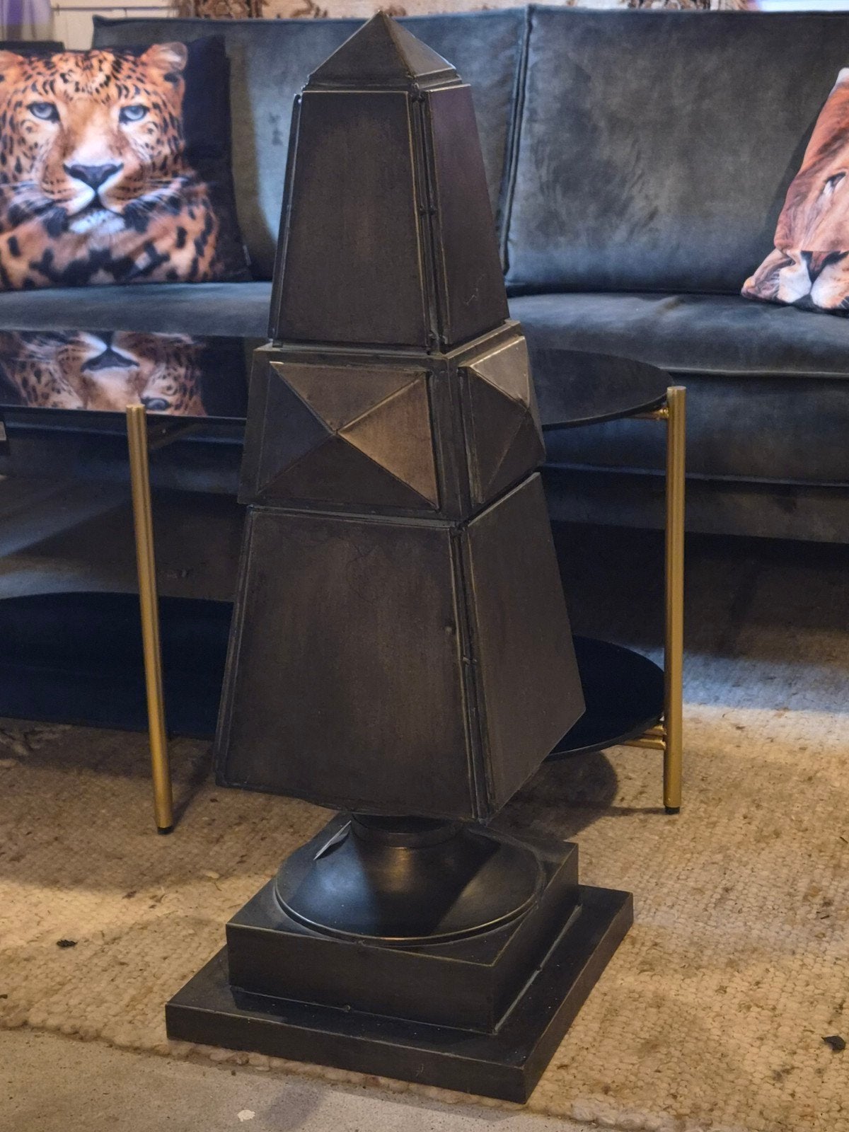 Decoratieve Obelisk - Metaal - 32x32x85 cm, Ophalen, Metaal, Industrieel, Gebruikt