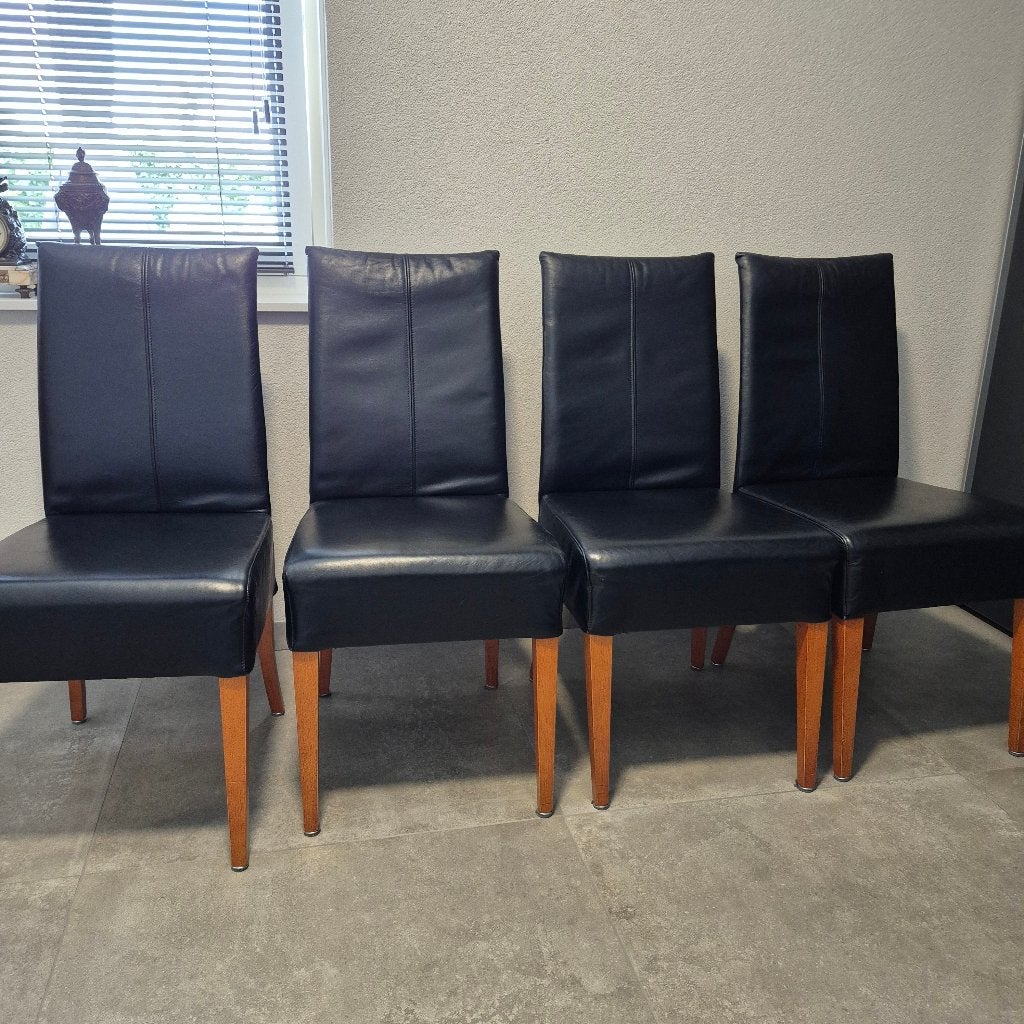 4 lederen stoelen, Ophalen, Gebruikt, Zwart, Vier