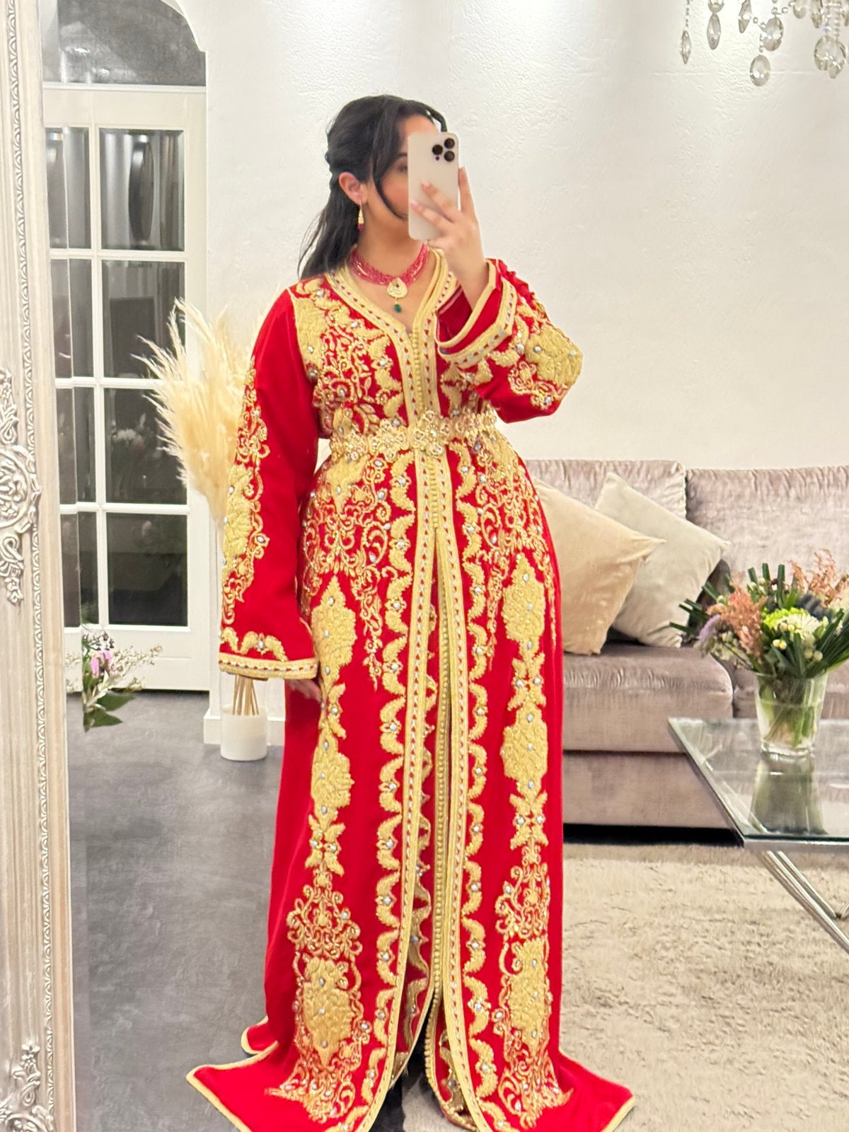 TE HUUR – ZEER EXCLUSIEVE Marokkaanse Takchita / Caftan, Maat 38/40 (M), Blauw, Ophalen of Verzenden, Zo goed als nieuw
