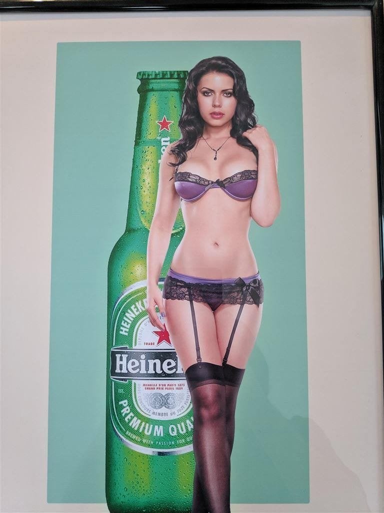 HEINEKEN BIER Reclame Bar mancave Poster in Lijst, Verzenden, Nieuw, Reclamebord, Plaat of Schild, Heineken
