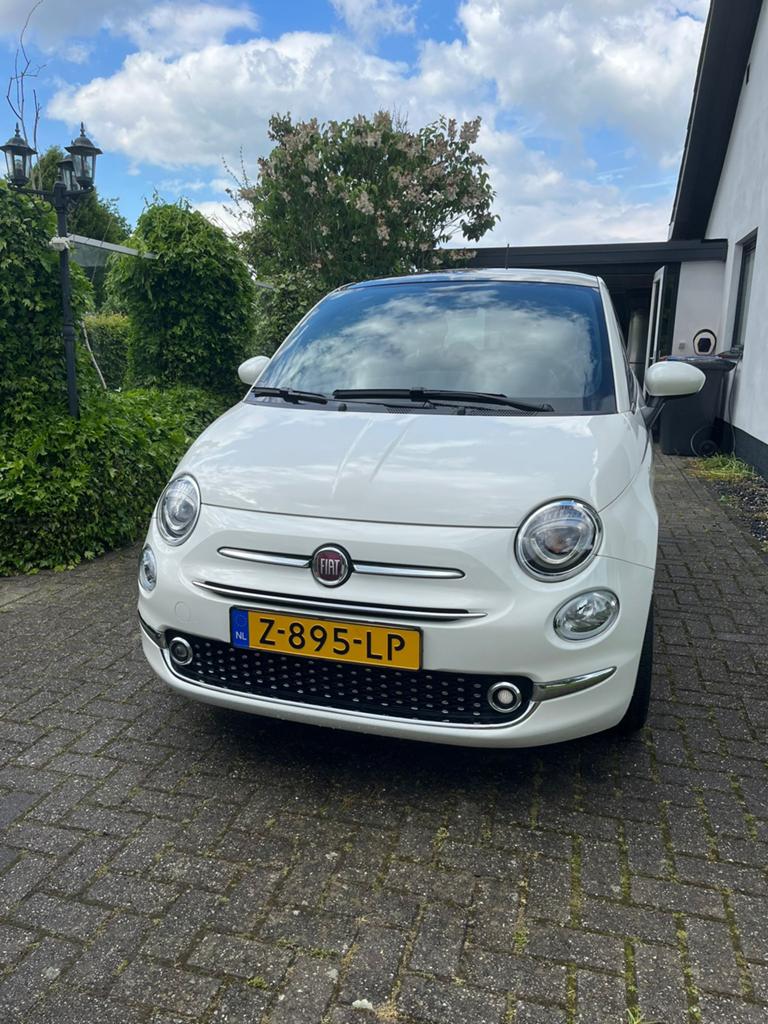 Fiat 500 1.0 70pk Hybrid 2024 Wit Dolcevita, Stof, 40 €/maand, Zwart, 4 stoelen