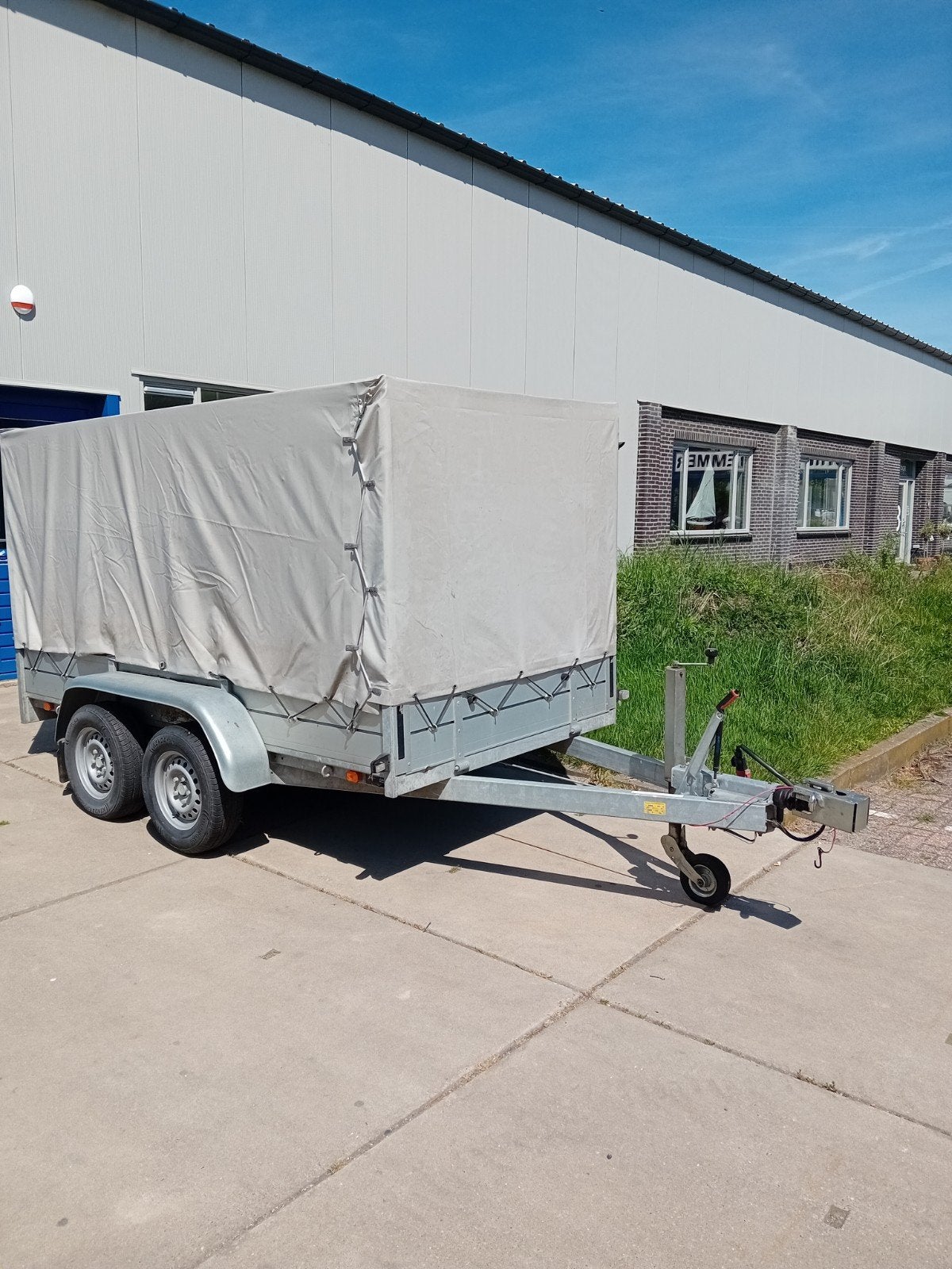 Ansems tandemas aanhanger met huif. 1,5 x 3 m, Ophalen, Gebruikt