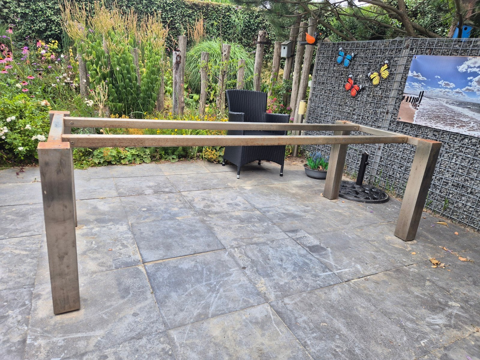 Tuintafel onderstel 8 persoons 240x100, Tuin en Terras, Tuintafels, Ophalen, Rechthoekig, Rvs