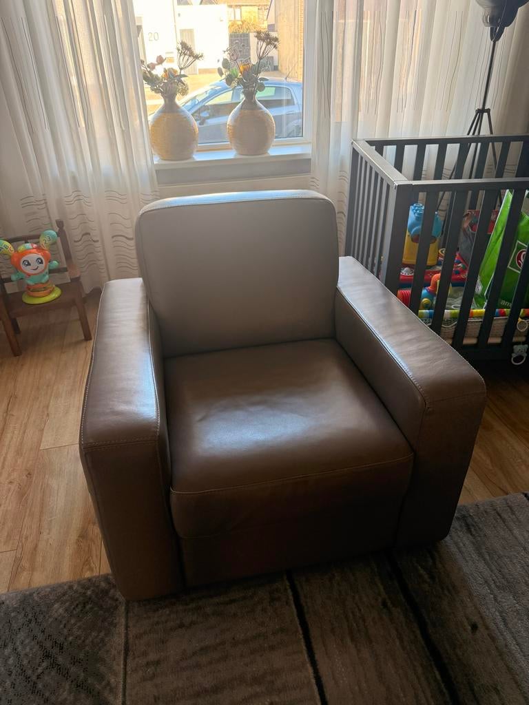2 Luxe Italiaans Lederen Fauteuil - Comfort en Stijl, Huis en Inrichting, Fauteuils, Ophalen of Verzenden, Zo goed als nieuw, Leer