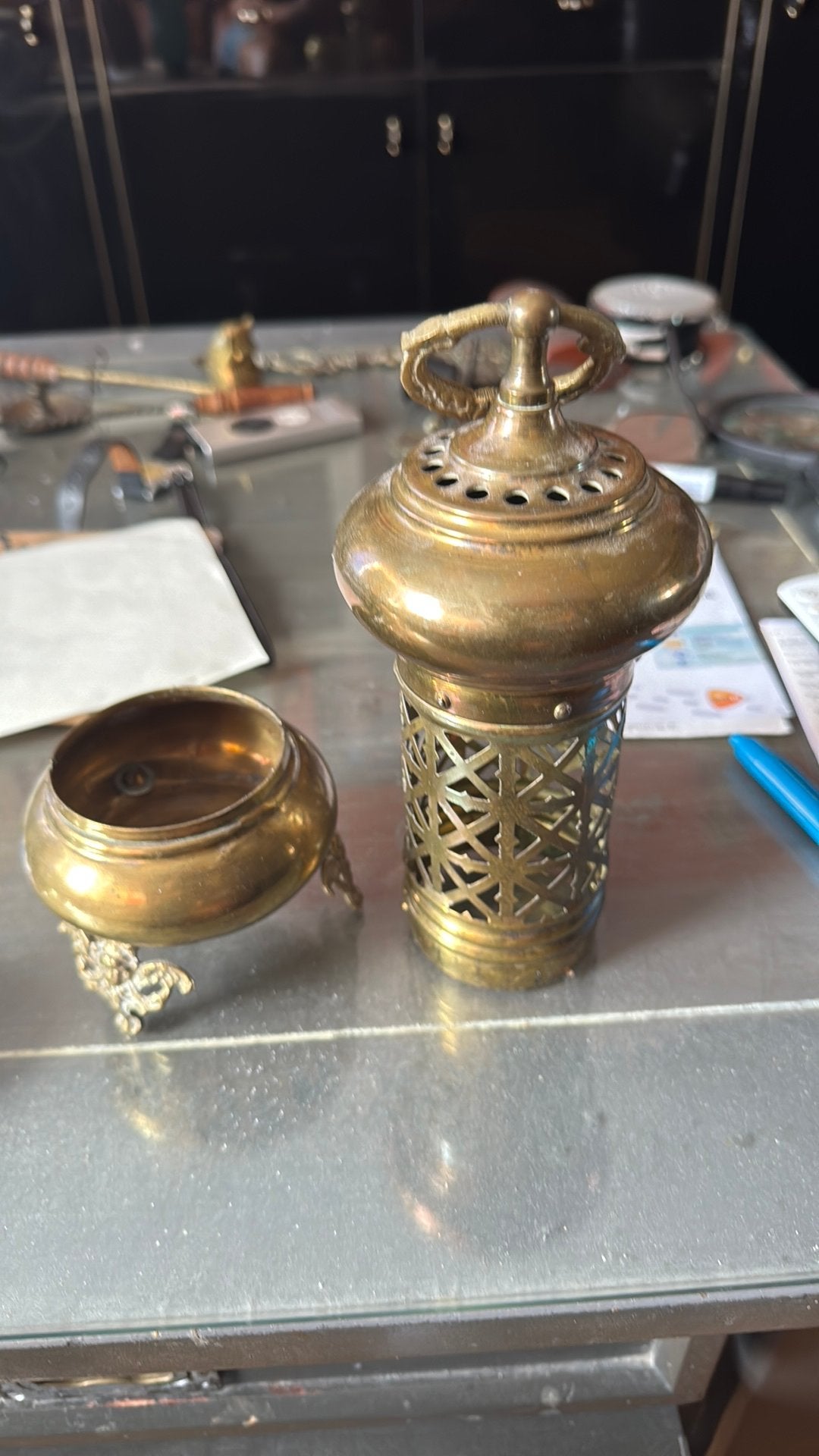 Antiek koper lampje., Ophalen of Verzenden, Koper