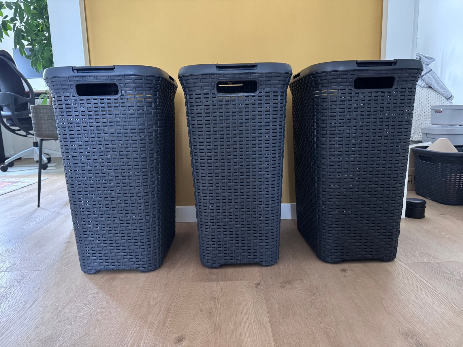 3x Curver Rattan Style wasmand 60L – antraciet & zwart, Ophalen, Overige kleuren, Overige merken, Zo goed als nieuw