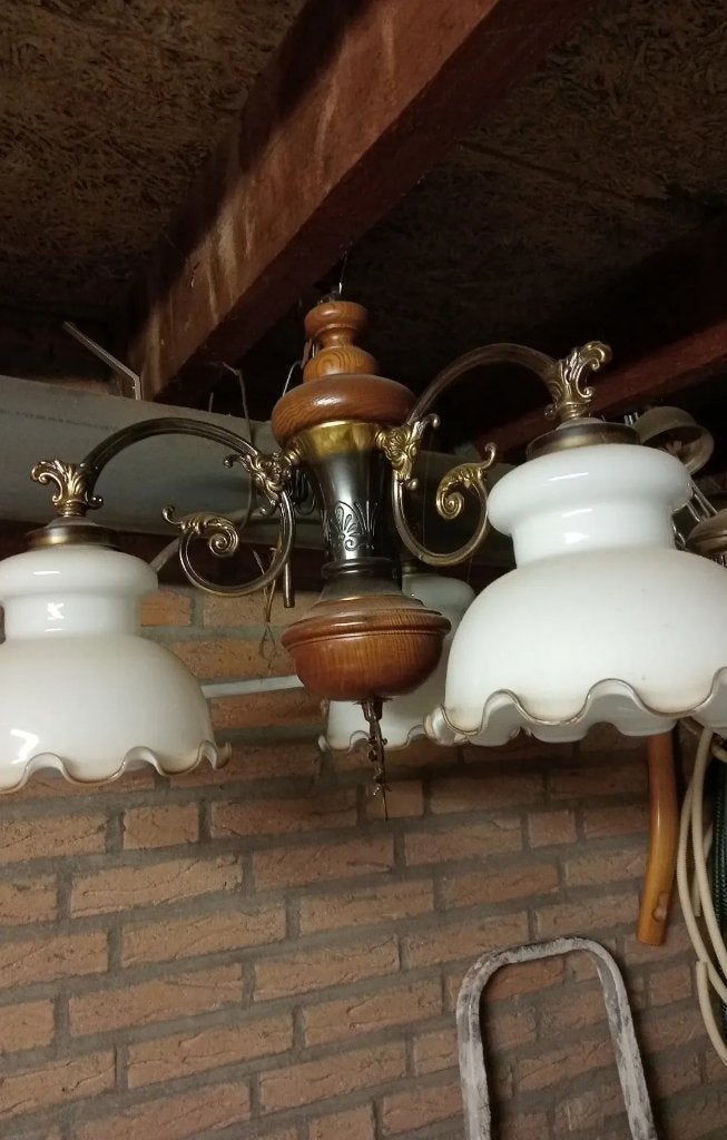 antieke kamerlamp, Ophalen of Verzenden, Gebruikt, Glas, Minder dan 100 cm