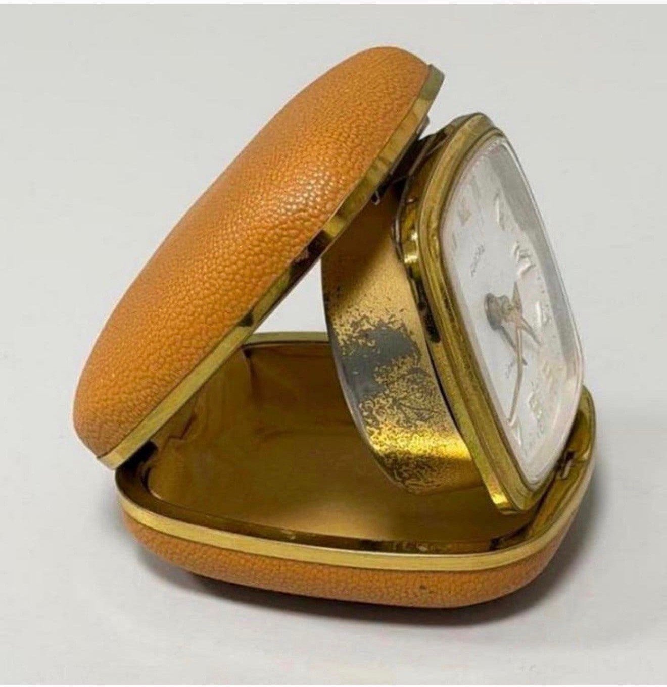 Vintage antiek 1960 Europa 2Jewels reiswekker klok klap-etui, Ophalen of Verzenden