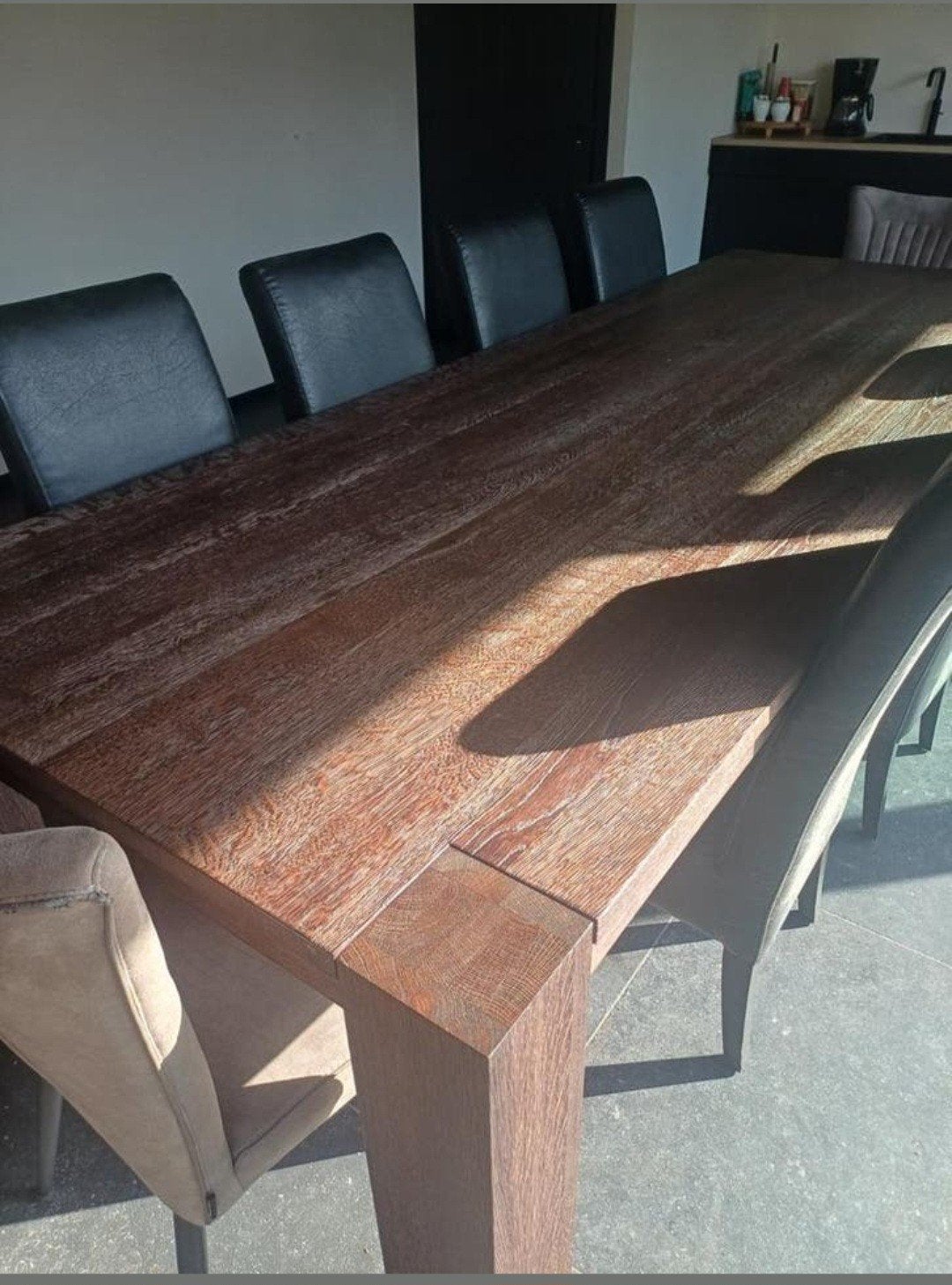 Massief eiken tafel 3 meter, Ophalen, Gebruikt, 100 tot 150 cm, 200 cm of meer