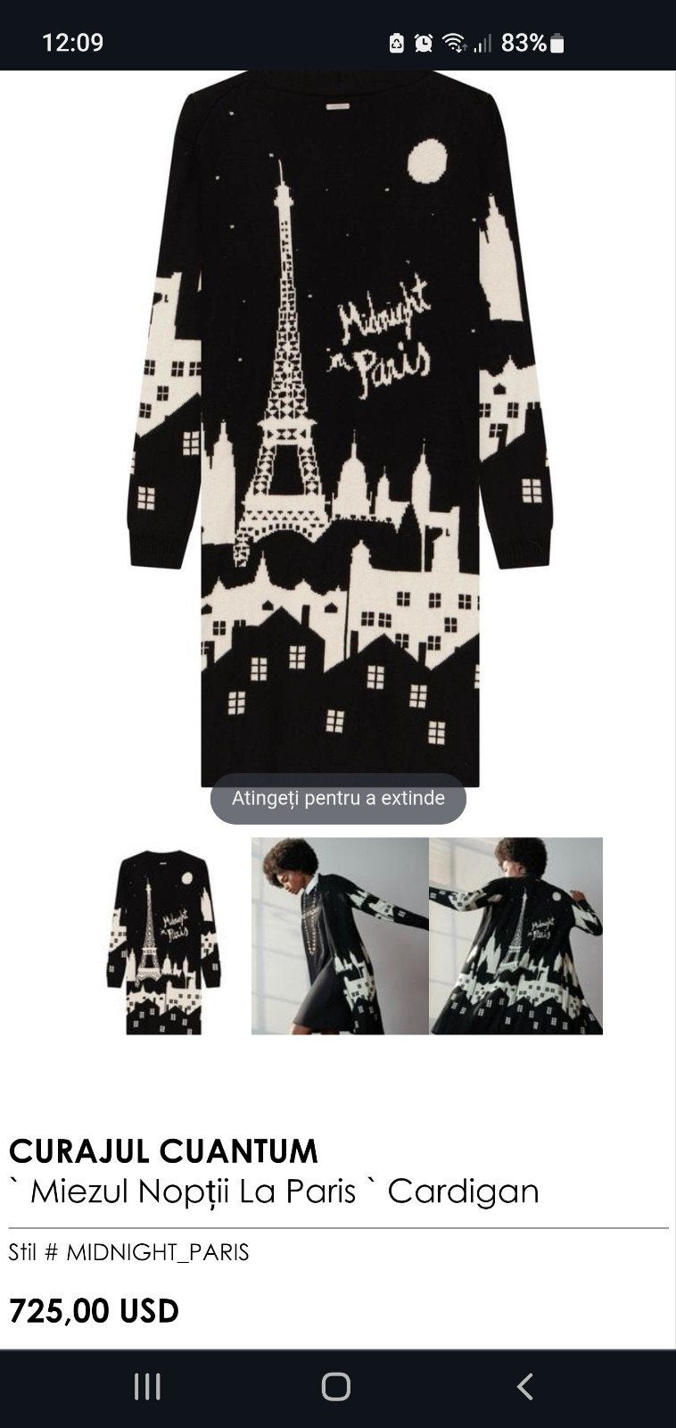 Midnight in Paris Cardigan - Zwart met Eiffeltoren, Kleding | Dames, Truien en Vesten, Maat 38/40 (M), CURAJUL CUANTUM, Zwart