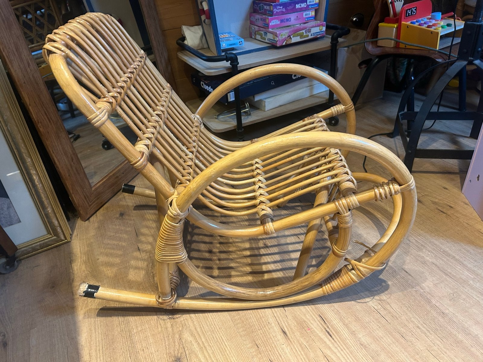 Jaren '60 rotan kinderschommelstoel vintage, Ophalen