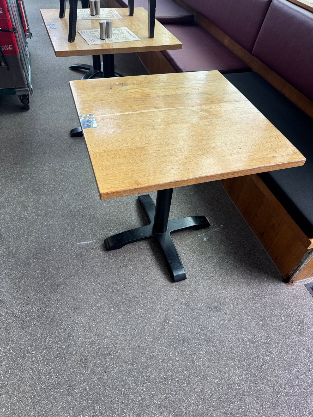 Horeca tafel met metalen onderstel 70x70 cm, Ophalen, Gebruikt, Vierkant, Tot twee personen