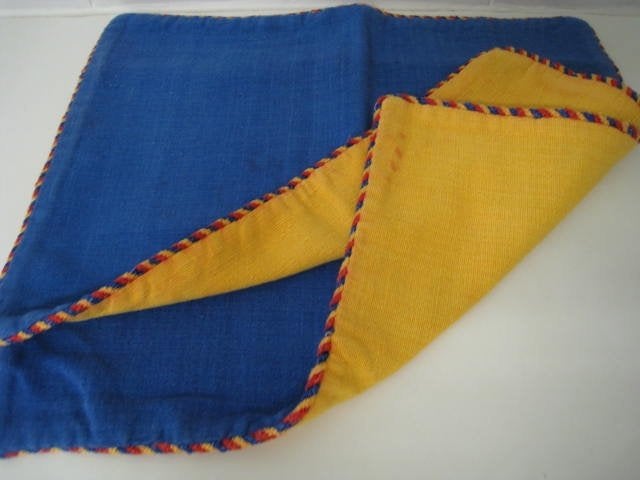 2 placemats, blauw bovenaan, geel onderaan, 48x35cm, Ophalen, Blauw