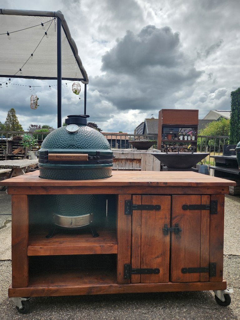 Big Green Egg Large + Douglas buitenkeuken Kamado, Tuin en Terras, Houtskool, Vrijstaand, Ophalen of Verzenden, Big Green Egg (origineel)