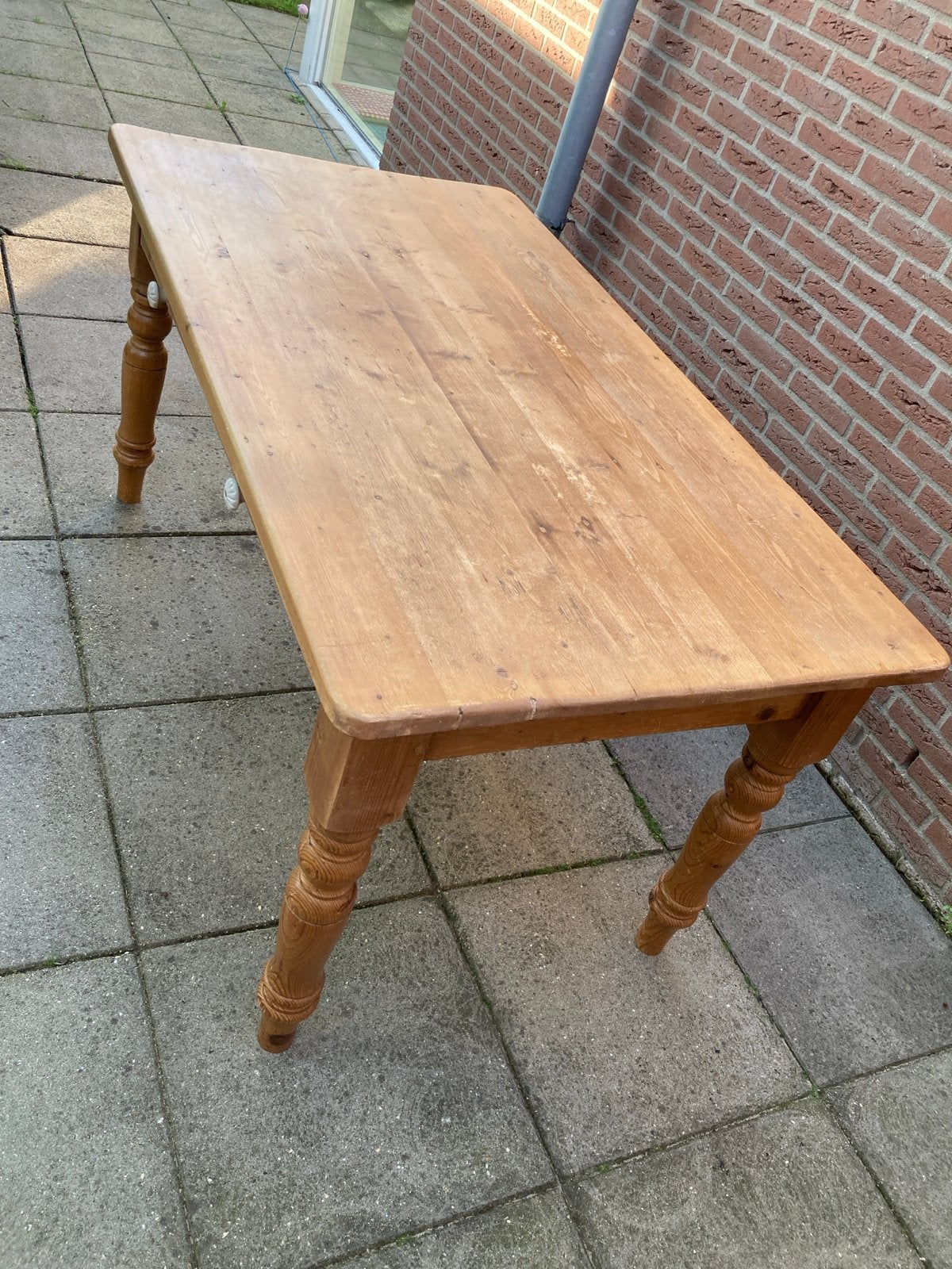 Brokante, Vintage, Massieve houten tafel met lades, Ophalen