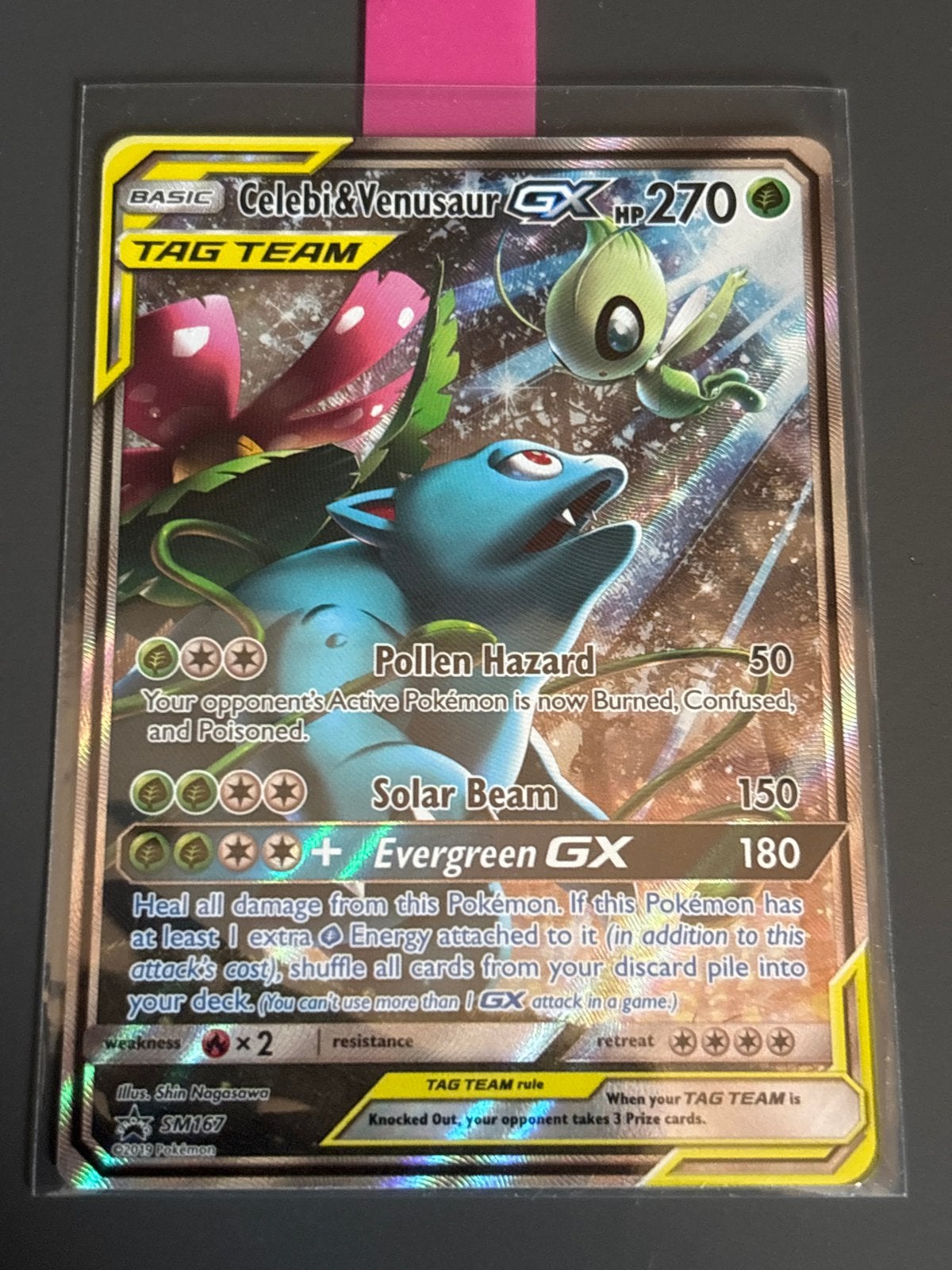 Celebi & Venusaur GX #SM167, Hobby en Vrije tijd, Verzamelkaartspellen | Pokémon, Ophalen of Verzenden, Zo goed als nieuw, Losse kaart